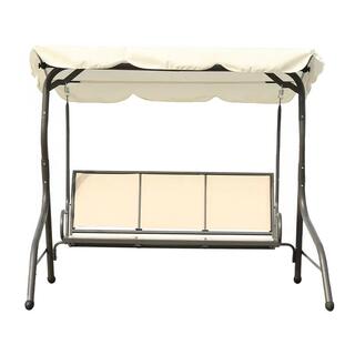 3 Seat Steel Frame Garden Swing With Cushion And Adjustable Back image 3