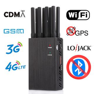 8 Band Portable Cell Phone Jammer Jams 2G/3G/4G GPS WiFi Lojack Frequency