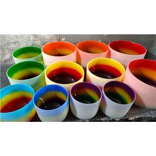 Frosted Rainbow Color Quartz Crystal Singing Bowl Set for Sould Therapy or Healing