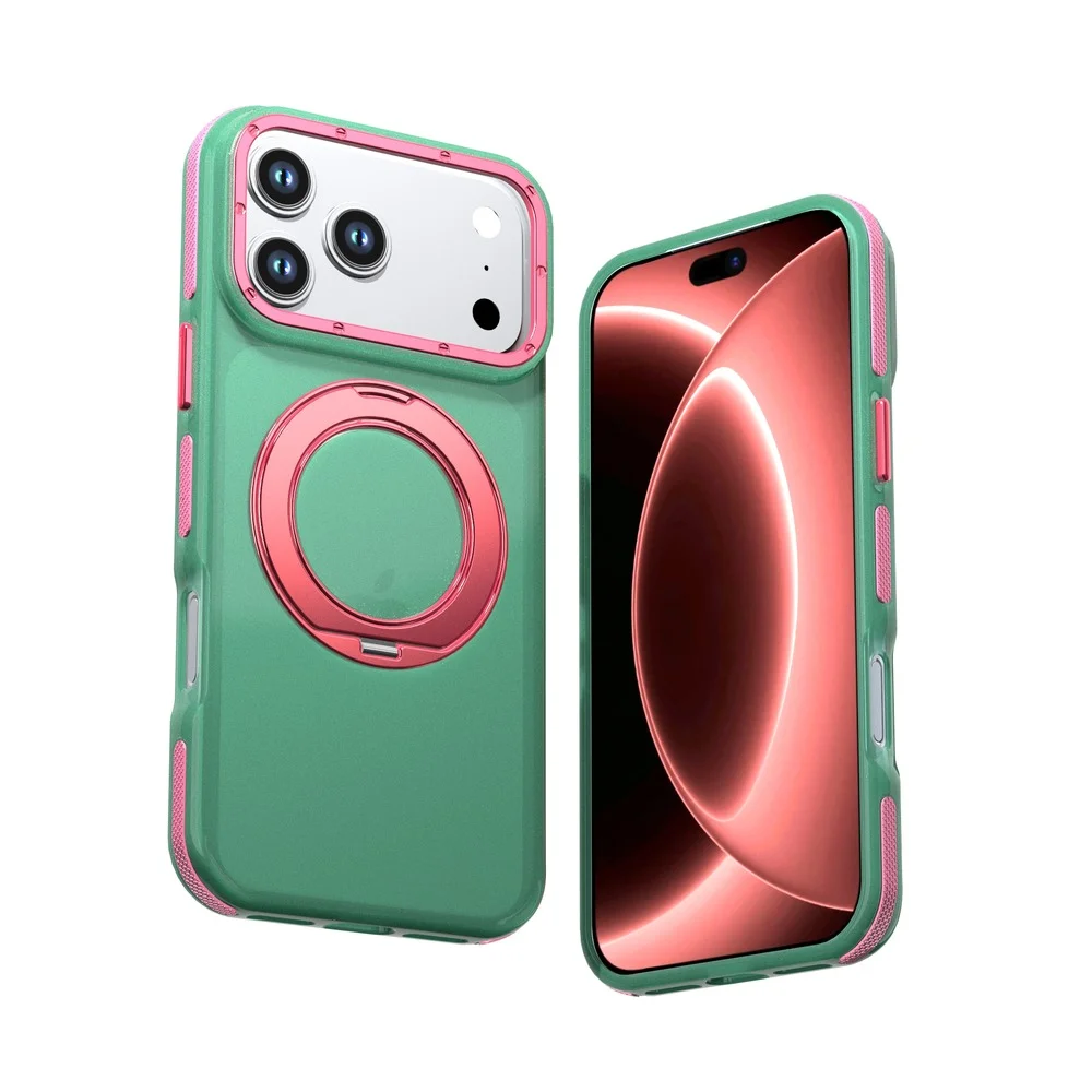 Dual-Color 360 Rotating Kickstand Case for iPhone 17 Pro Max and 18 Pro Max