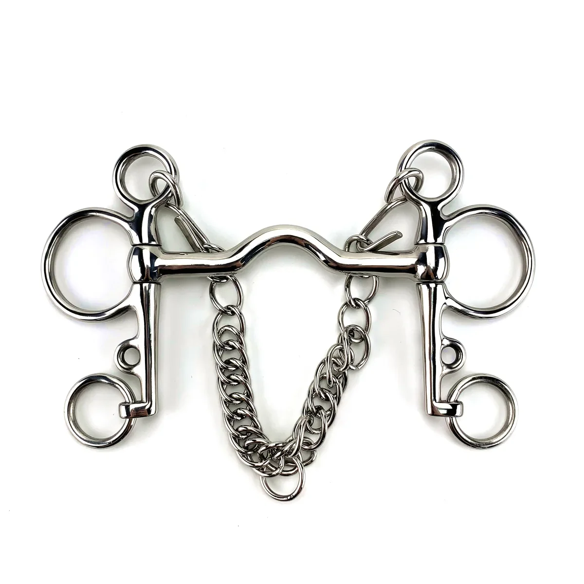 Stainless Steel Pelham Horse Bit with Cheek-Length Options — Model 20055