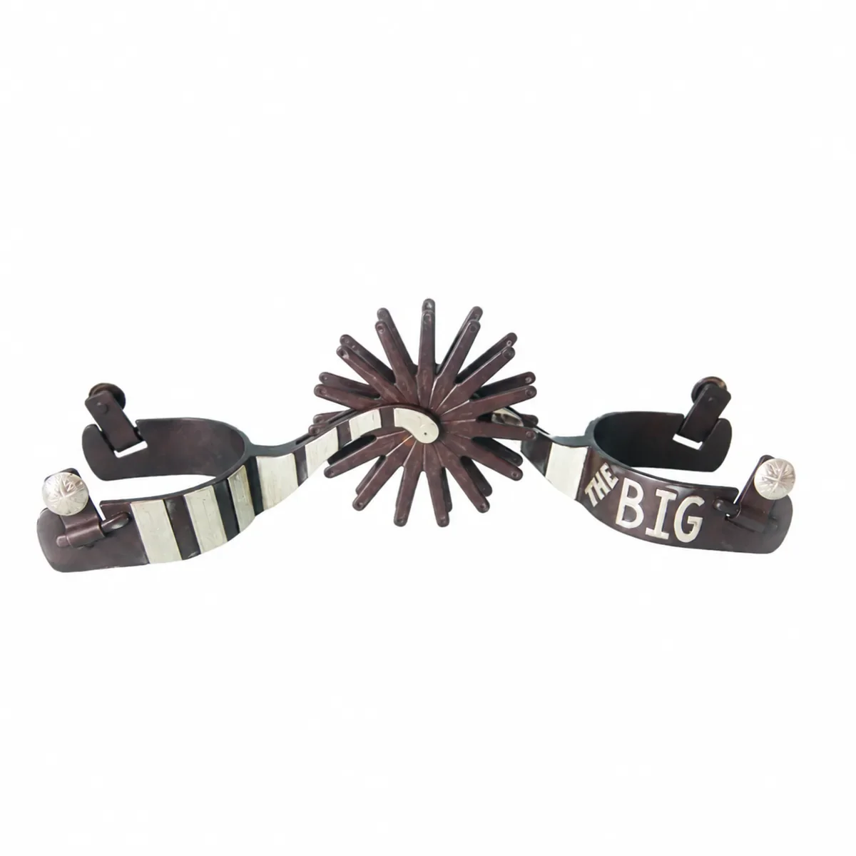 Men’s Antique Black Western Horse Spurs with German Silver Decoration — Model 370483
