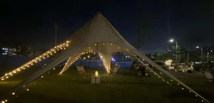 Star Tent - Single Peak Tensile Canopy with Aluminium Centre Mast