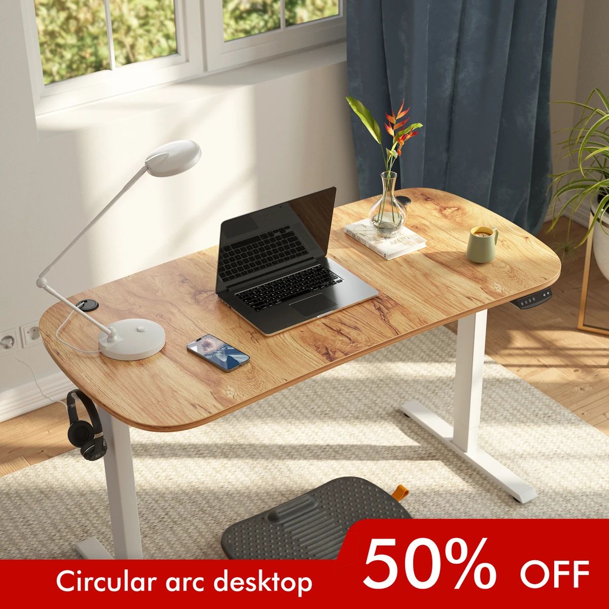 Electric Height Adjustable Ergonomic Standing Desk for Home Office Study Gaming image 2