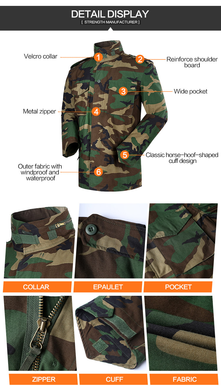 Man's M65 Field Jacket in Woodland Camo Camouflage Clothing image 7
