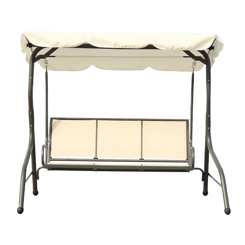 3 Seat Steel Frame Garden Swing With Cushion And Adjustable Back image 3