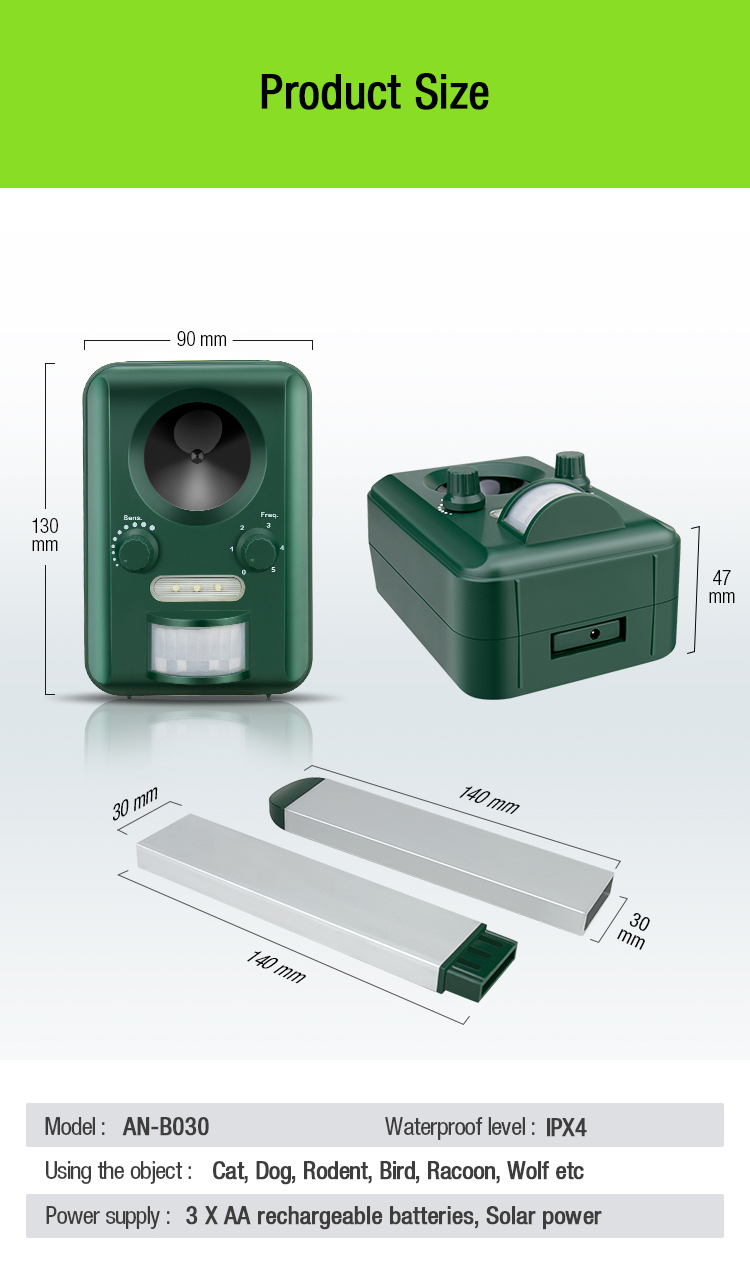 Solar Animal Repeller For Cat Dog Deer Fox Bird AN-B030 image 20