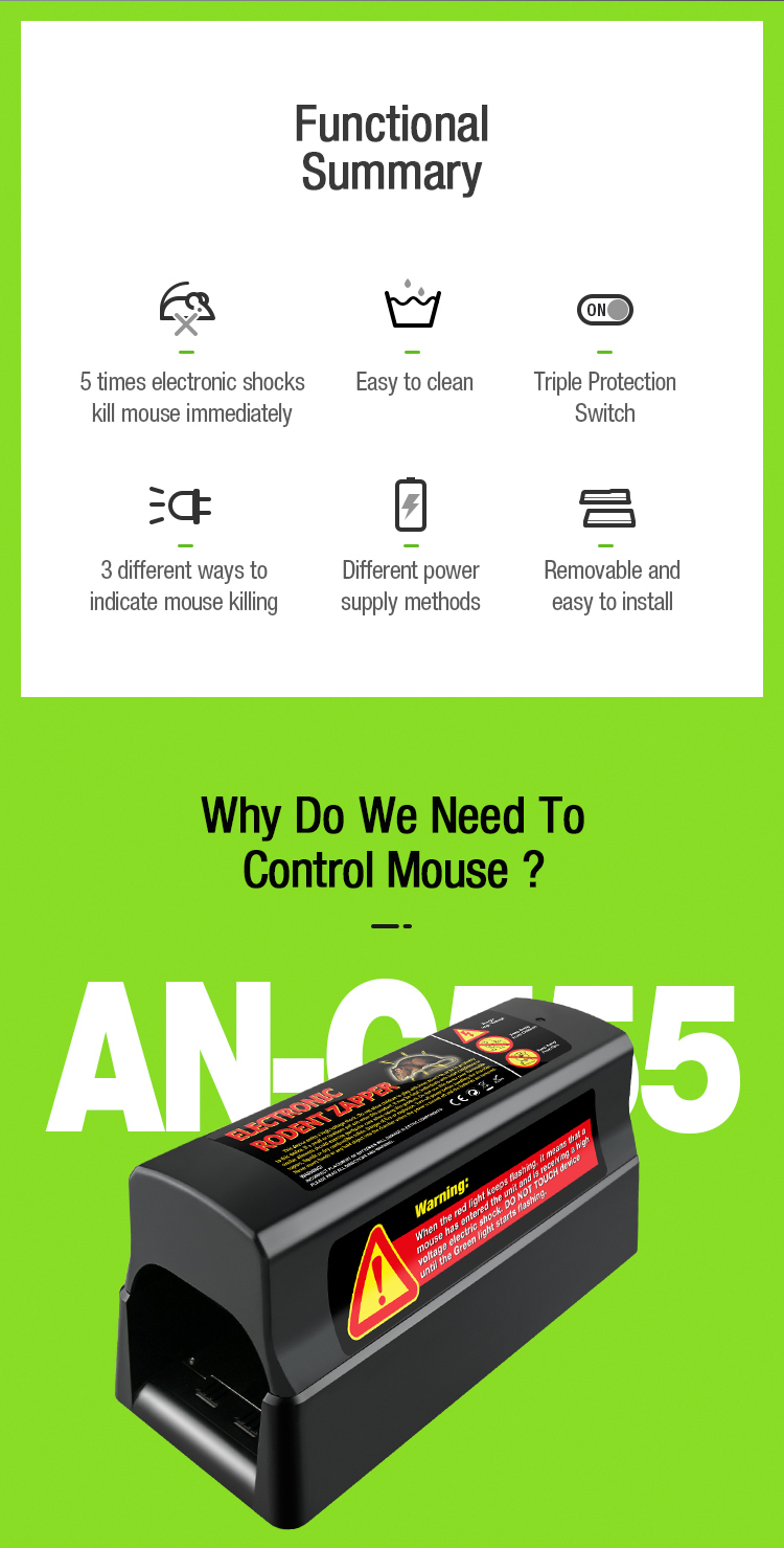 AOSION® Humane Triple Protection Electronic Rodent Zapper AN-C555 image 8