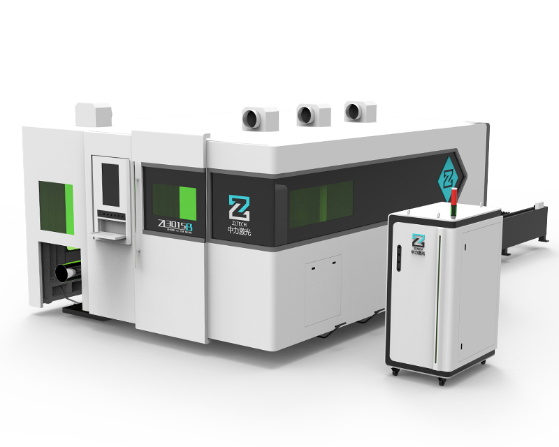 Enclosed Sheet & Tube Metal Fiber Laser Cutting Machine with Protective Cover and Exchange Table image 1