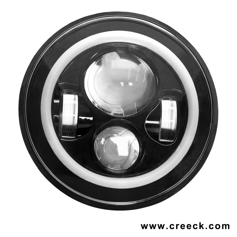 7 Inch 40W Round LED Headlight - H4 - Angel Eye image 1