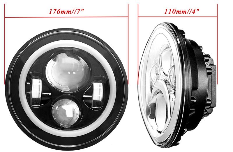 7 Inch 40W Round LED Headlight - H4 - Angel Eye image 5
