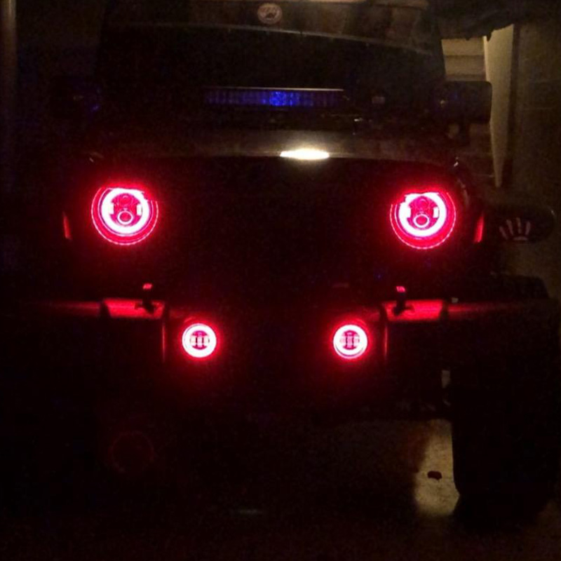 7 Inch 40W Round LED Headlight - H4 - Angel Eye image 8