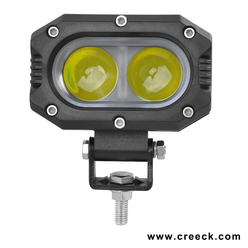 4 Inch 30W Square LED Auxiliary Light for Motorcycle- Spot Beam - White / Amber image 3