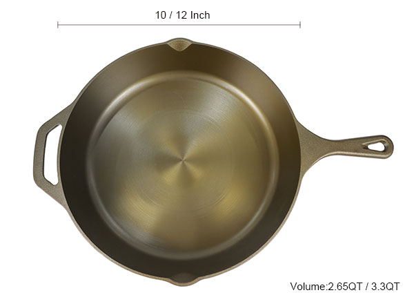 10 Inch Golden Polished Machined Smooth Cast Iron Frying Pan image 2
