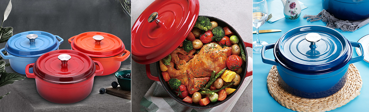 Cast Iron Enamel Kitchen Cookware Food Pot Casserole Dish image 5