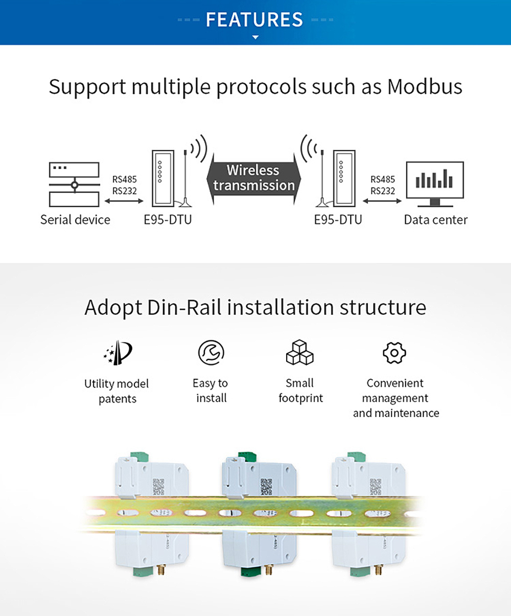 Low Cost LoRa Module RS485 Long Range Wireless Transmitter And Receiver 30dBm LoRa Modem Support Modbus image 4