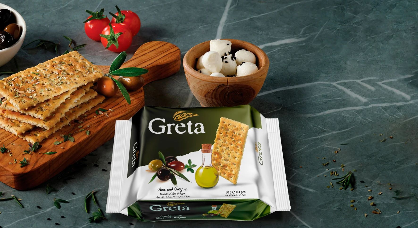 Greta Olive and Oregano Crackers