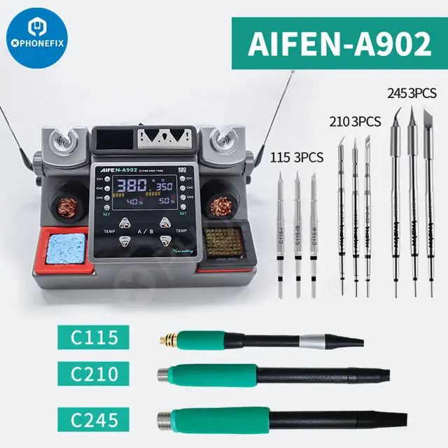 AIFEN A902 Double Welding Station C210 C245 C115 Soldering Tool image 2
