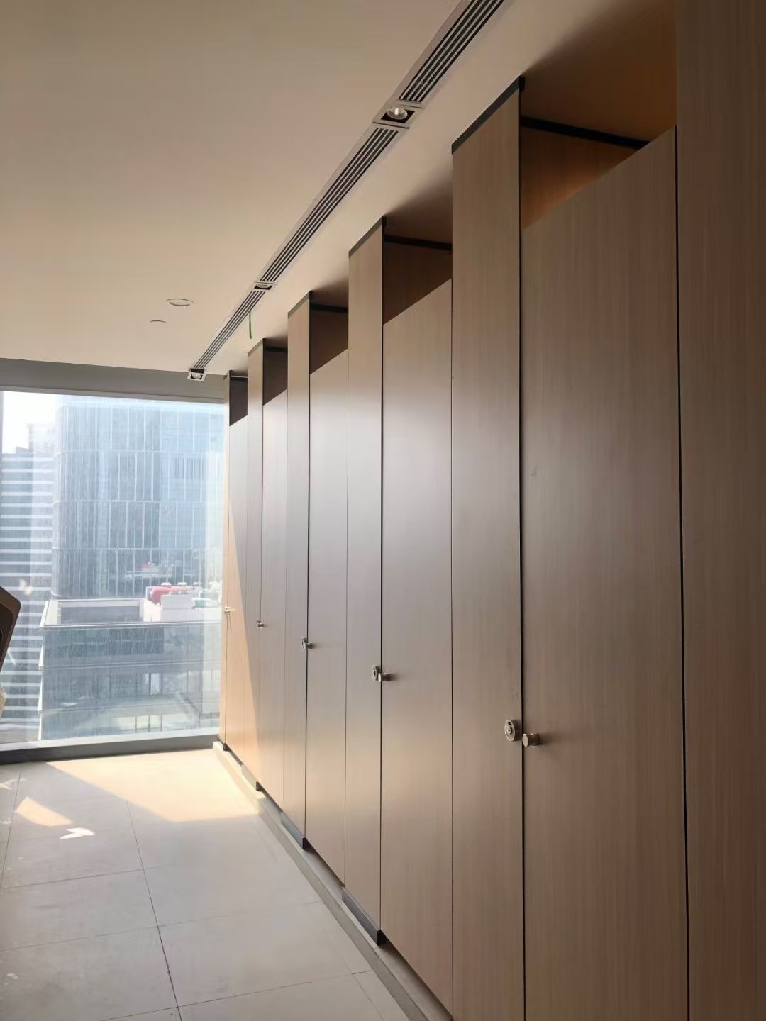 Popular High Quality Commercial Solid Surface HPL Shower Cubicle Toilet Dimensions Toilet Cubicles for Sale image 1