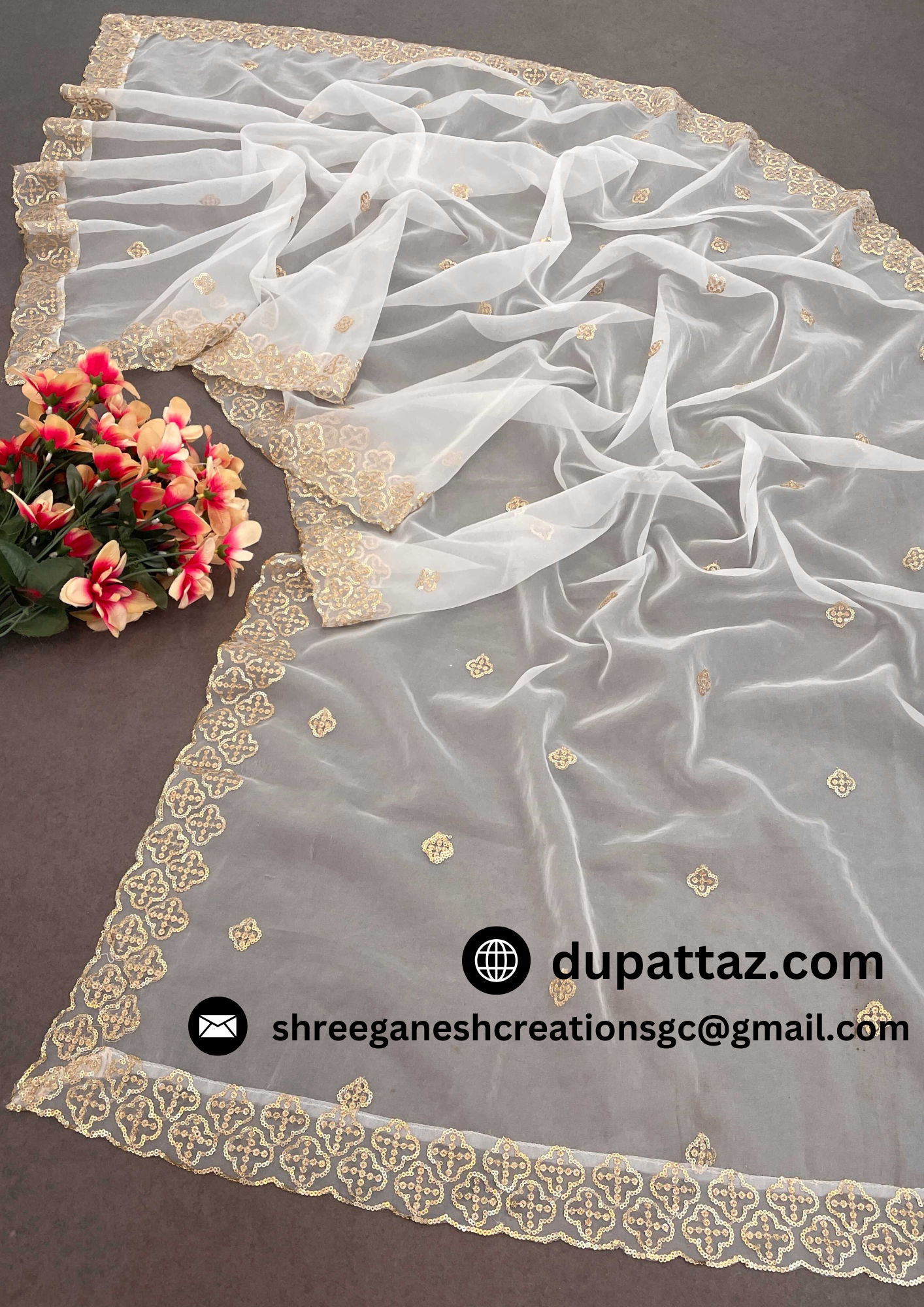 Dyeable Organza Dupatta image 4
