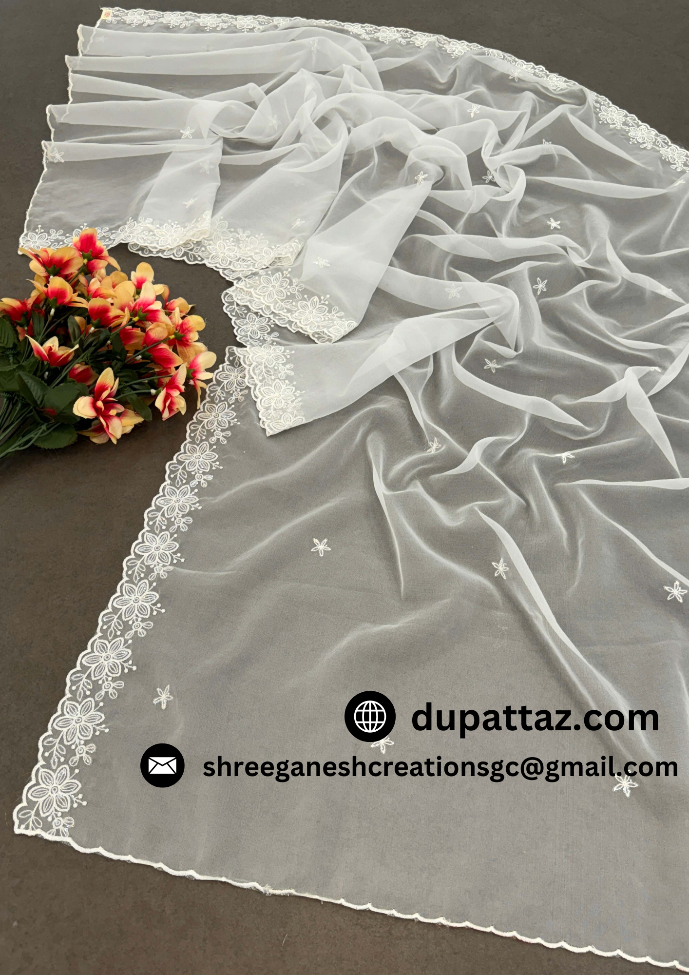 Dyeable Organza Dupatta image 5