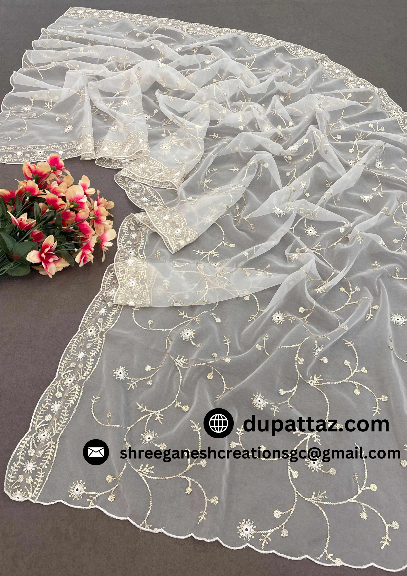 Dyeable Organza Dupatta image 6