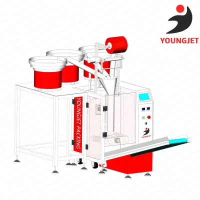 Bolt and Screw Counting and Packaging Machine with Three Feeders