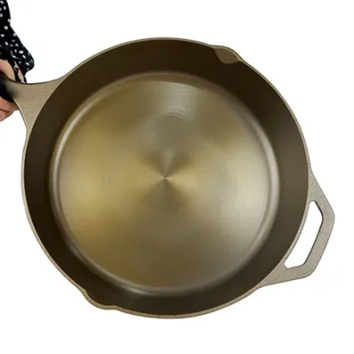10 Inch Golden Polished Machined Smooth Cast Iron Frying Pan