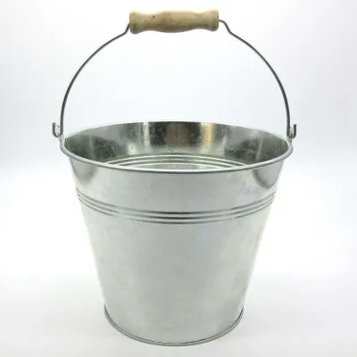 Galvanized Tin Bucket with Wood Handle | Multi‑Purpose Metal Pail