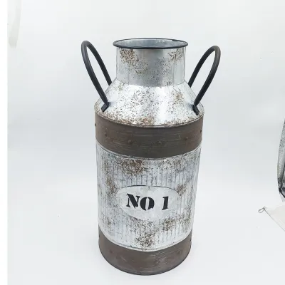 Rustic Farmhouse Metal Milk Can | Vintage Galvanized Decor Jug