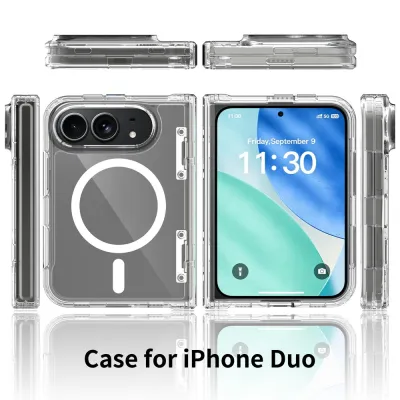 Transparent Magnetic Spring Side-Cover Folding Case for iPhone Duo