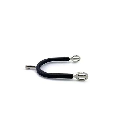 Stainless Steel English Horse Spurs with Rubber-Coated Band — Model 30056MR