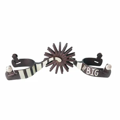 Men’s Antique Black Western Horse Spurs with German Silver Decoration — Model 370483