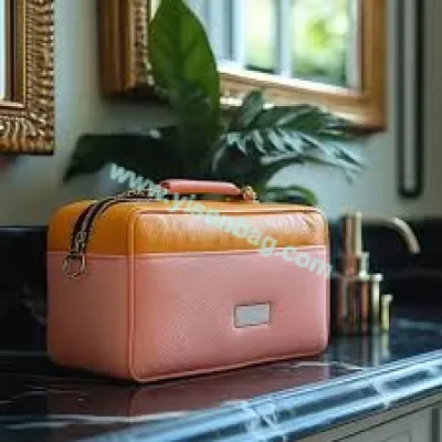 Portable Leather Storage Cosmetic Bag
