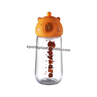 Food-Grade Heat-Resistant Plastic Portable Cartoon Children's Straw Water Bottle
